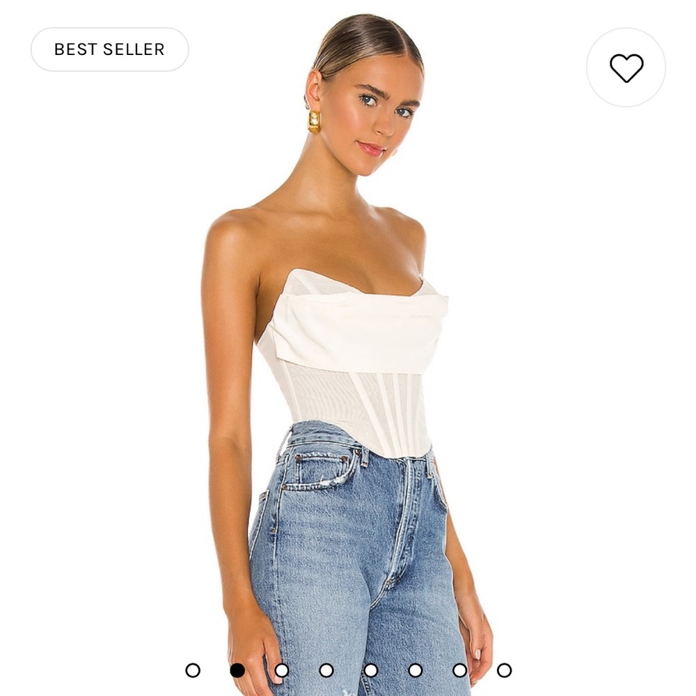 Revolve NBD Hailee Mesh Corset Bustier Crop Top in Ivory